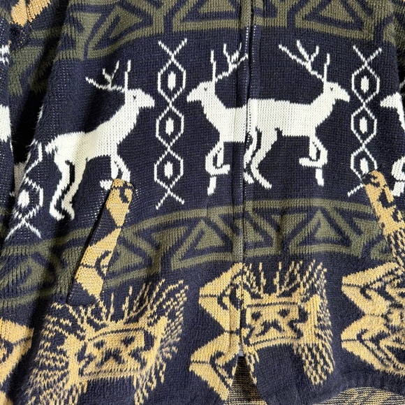 Tejidos Atahualpa Deer Aztec Print XL Wool Hoodie Zip Up - Picture 12 of 14